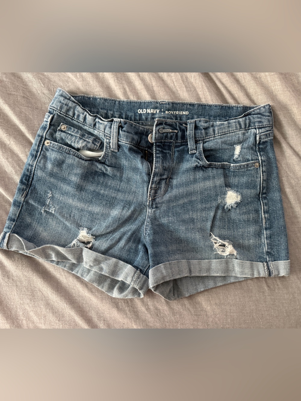 Old Navy Distressed Rolled Cuff Denim Shorts - Blue Wash